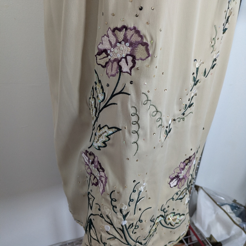 Vintage Spenser Jeremy Tan Embroidered Floral Special Occasions, Size M - Picture 11 of 14